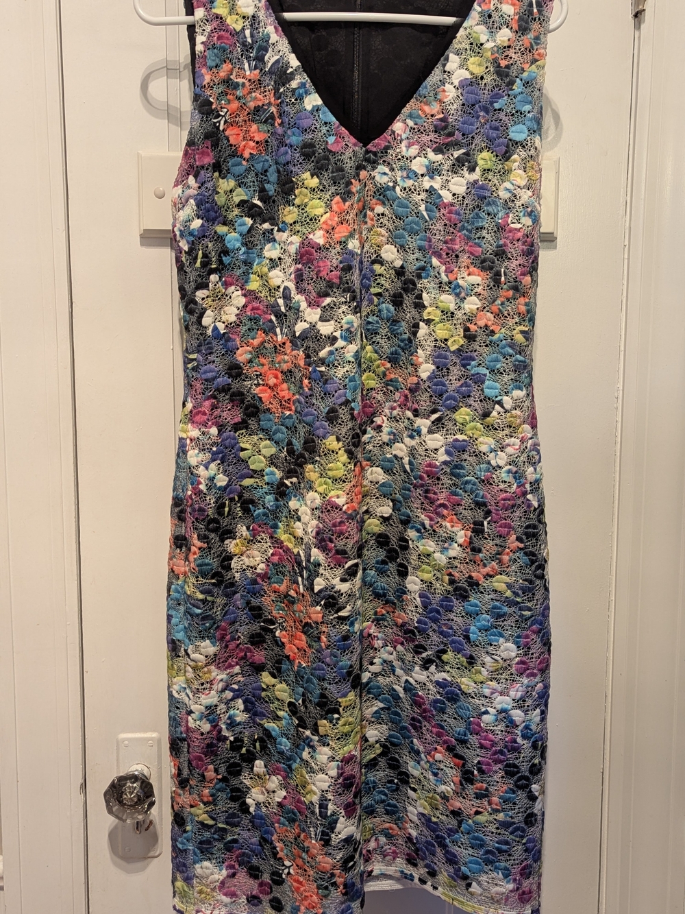 T Tahari Multicolor Floral Lace Midi Dress with Black Lining